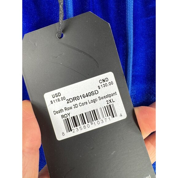 Death Row Records Logo Sweatpants Blue Velour 2XL street wear baggy - Picture 3 of 10